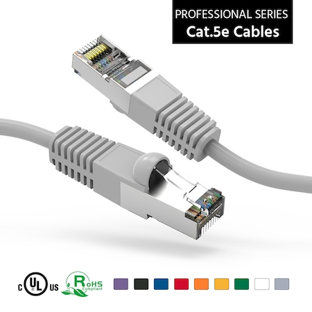 CAT5E Shielded (FTP) Ethernet Network Booted Cable- 200ft- Gray